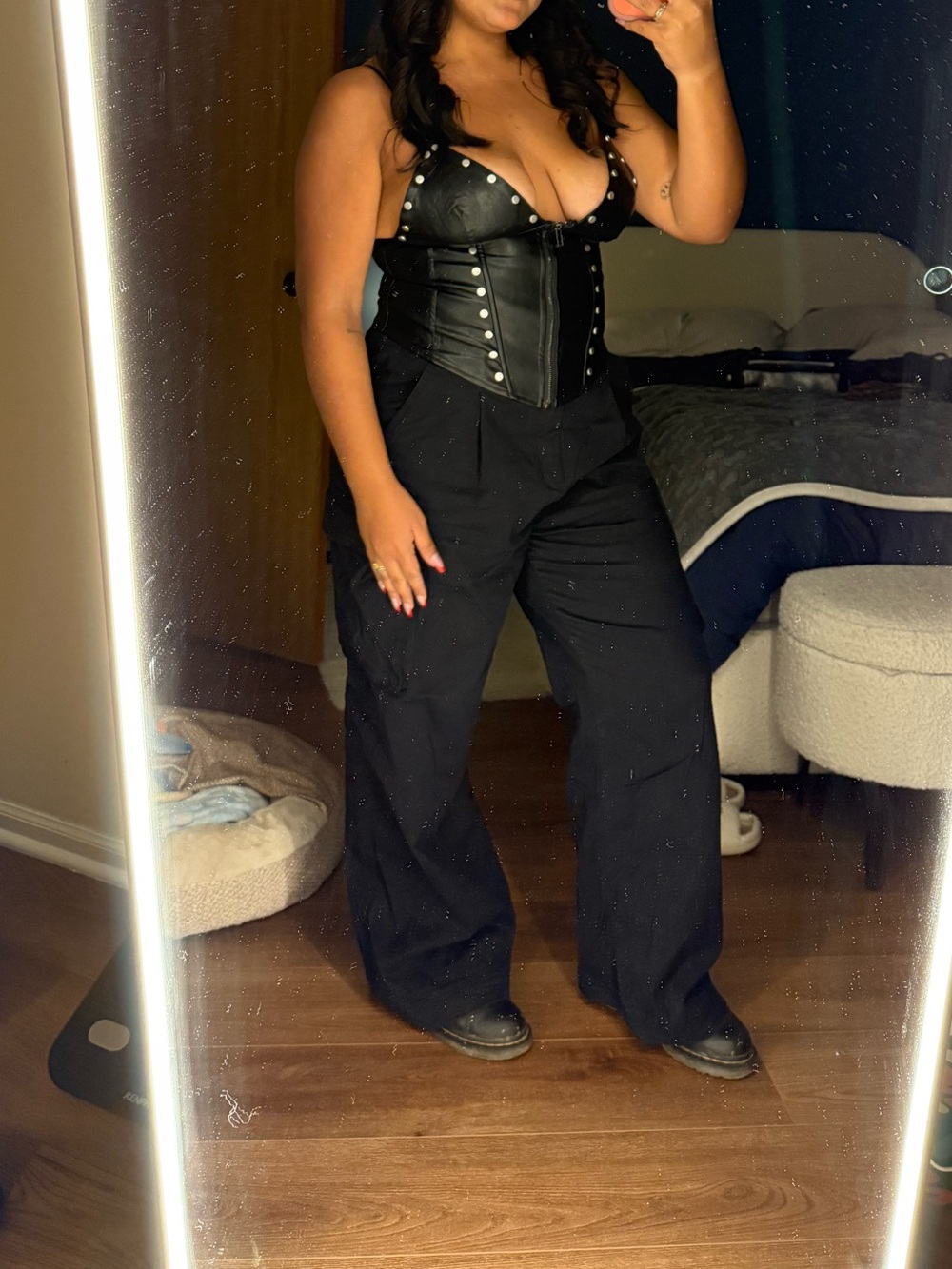 Fashion Nova Black Faux Leather Lace-Up Corset Top - Picture 4 of 4
